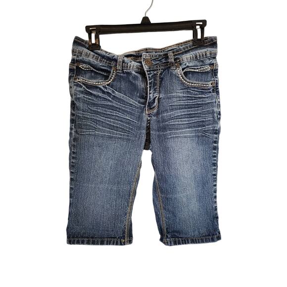 V.S.K. Denim Long Jeans Shorts JORTS Cotton and Spandex Size 6 - Picture 1 of 5
